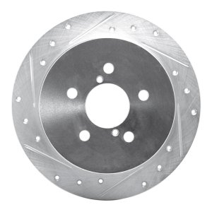 Subaru Outback Brake Rotor (1) - Rear Left - R1 Concepts - Drilled & Slotted - Silver - `05-`09